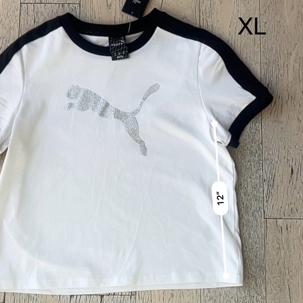NWT PUMA X FENTY Black and White T7 Slim Tee - Picture 9 of 10